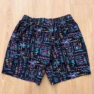 Chubbies Geometric Palm Swim Trunks - Black, Purple, Blue